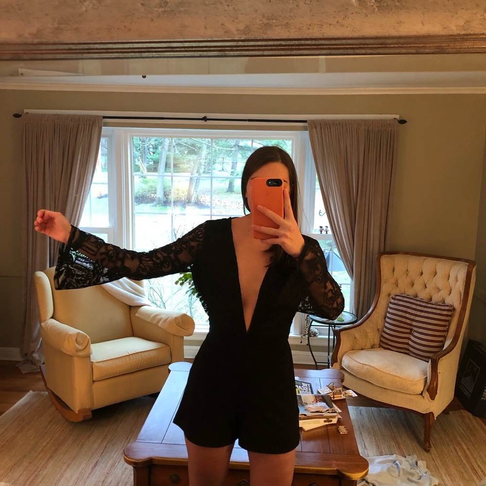 black lace romper